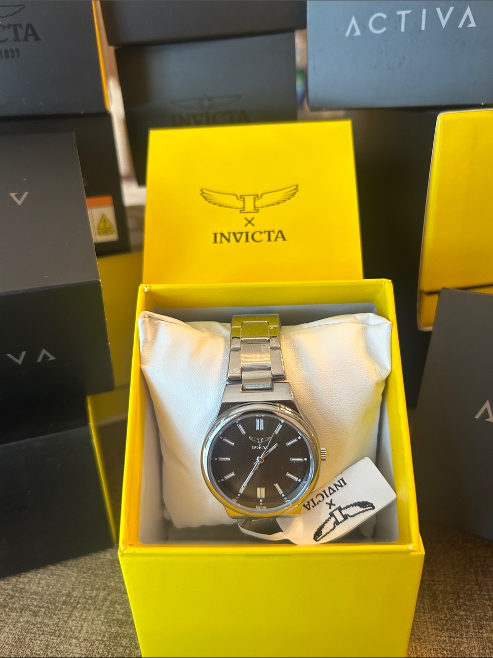 Invicta  Celestial I 35mm Silver Stainless Steel Watch with Black Dial